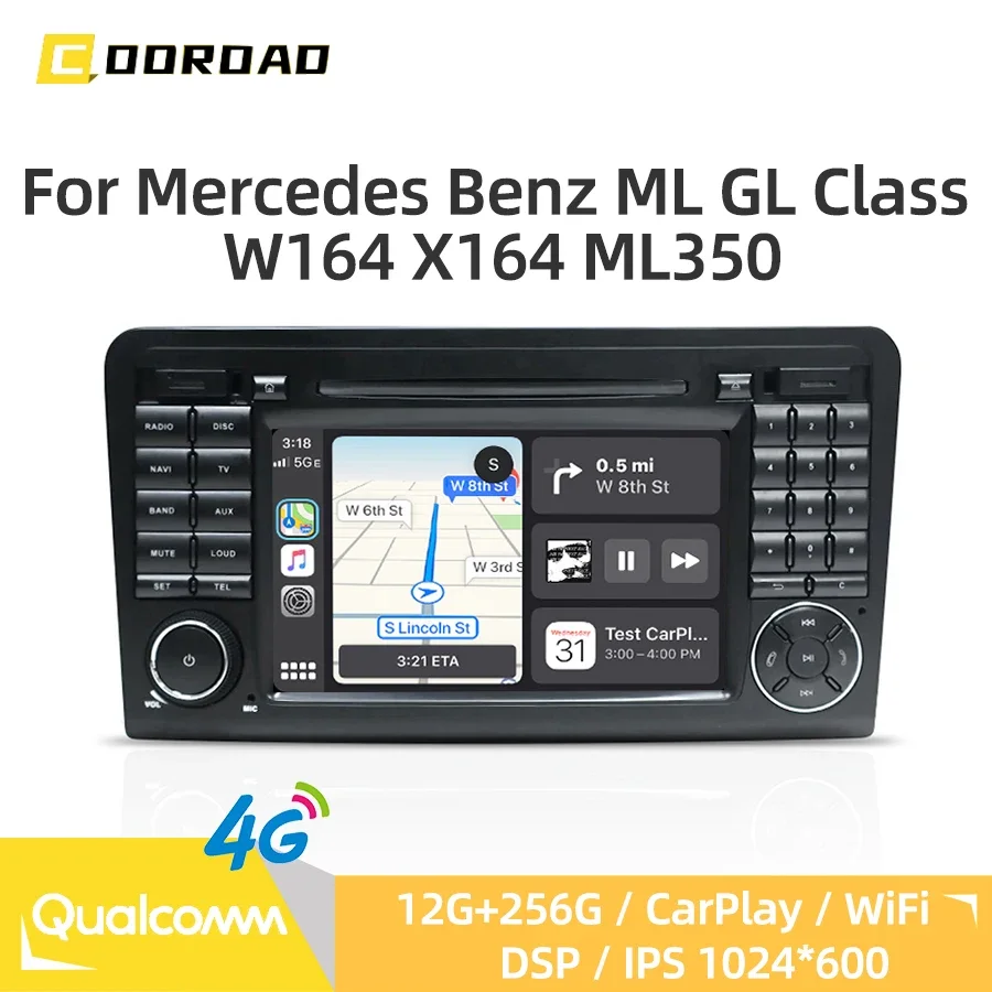 Android 13.0 CarPlay For Mercedes Benz ML GL Class W164 X164 ML350 Navigation WiFi Bluetooth DSP Stereo Car Radio Video Player