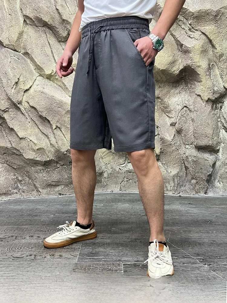 

High-End Men's Summer Breathable Linen Shorts Cool Sensation Non-Stick Lenzing Lyocell Fiber Standard Fit Comfortable Shorts