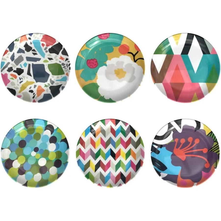 

Melamine Assorted Plates 6 Piece Set for Dining and Serving Ideal for Parties Buffets and Everyday Use Includes 6inch Appetizer