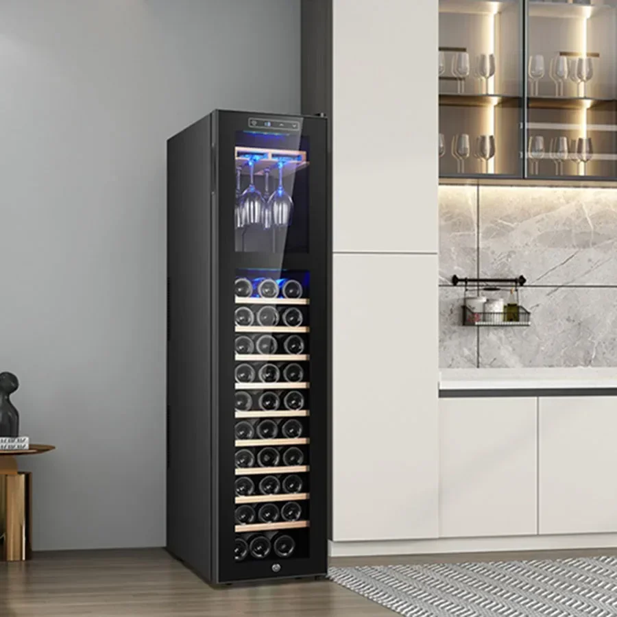 Armario de vino estrecho para sala de estar, mueble decorativo para el hogar, estante de vino móvil, armario de refrigerador, muebles de restaurante