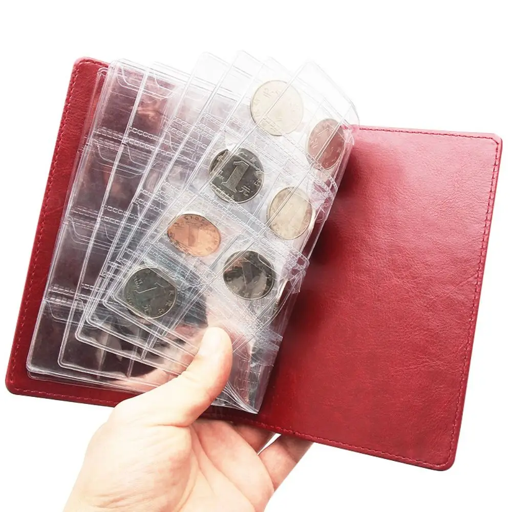 Durable Crown/Rose Print Coin Album PU Leather Mini Pocket Coins Collection Book 120 Pockets Coin Holder Booklet Collector