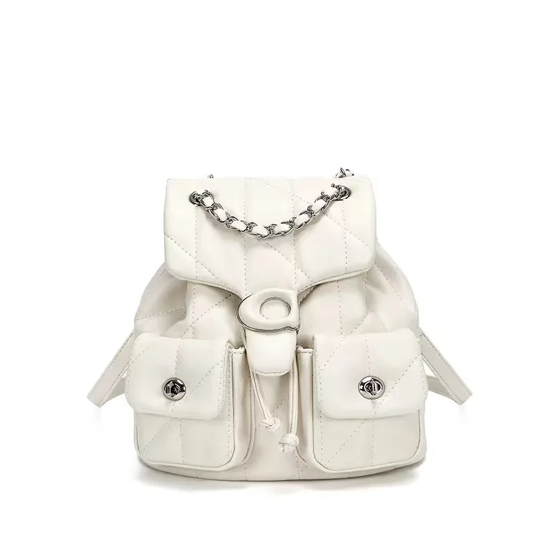 

2025 New Soft Leather Backpack - Women's Fashionable Chain Rucksack, Spacious Travel Bag with Multi-Pockets