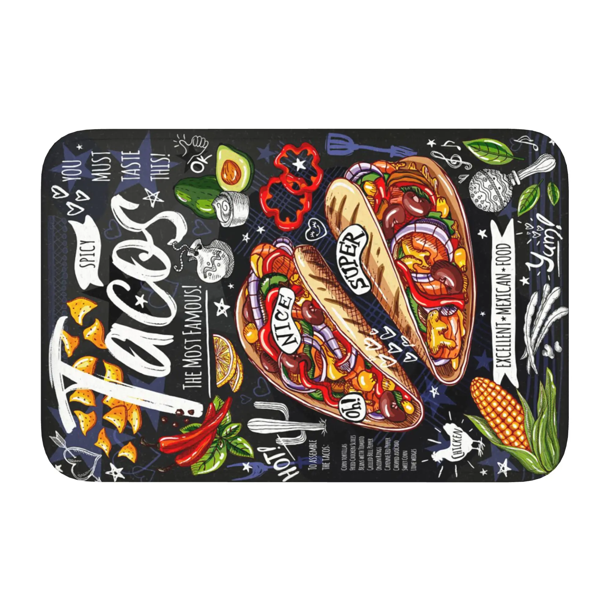 Fashion Hunger Super Burger patterned Doormat Antiwear Carpet Rug Kitchen Entrance Home Floor Mat for Bathroom Footpad Mats