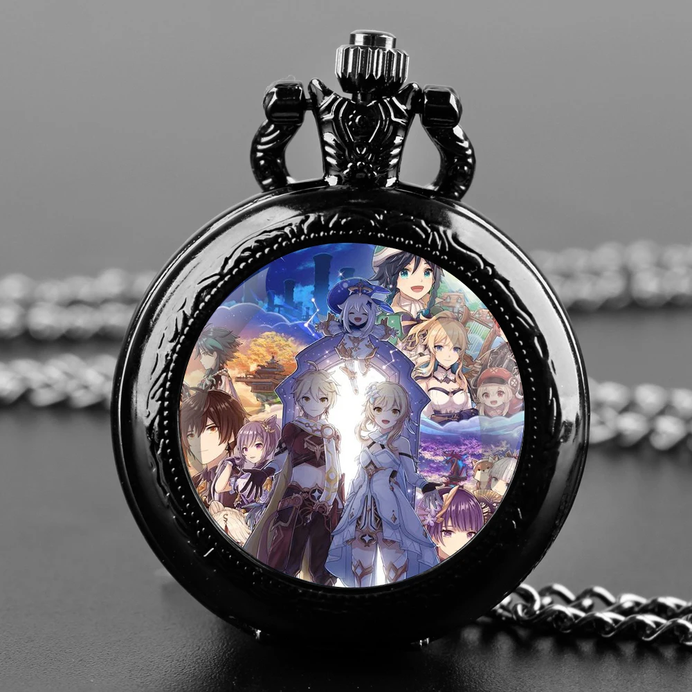 Cartoon Game Vintage Quartz Pocket Chain Watch Necklace Watches For Men Kids Birthday Unique Gifts Mens Pocket Watches