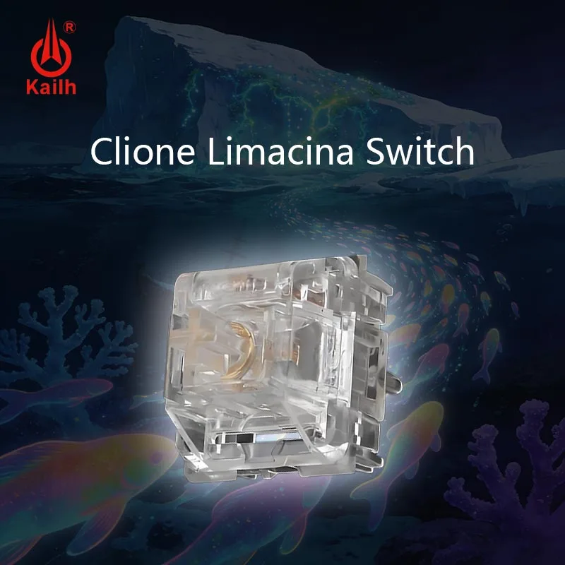 Kailh Clione Limacina 58g 5 pinos linear totalmente transparente personalização jogos interruptores de teclado mecânico lubrificação de fábrica