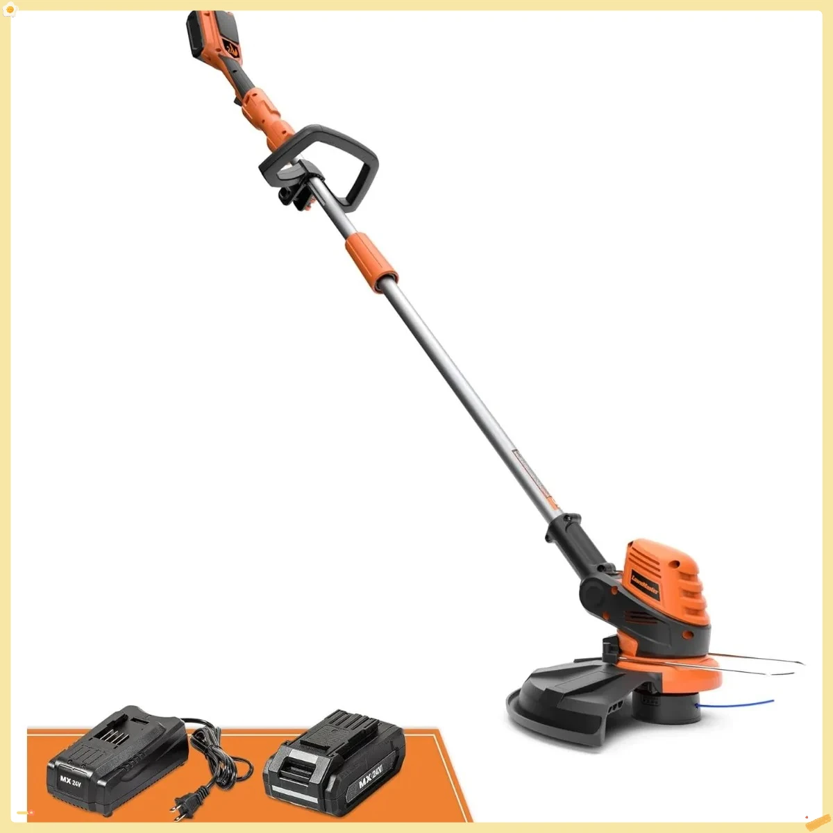 Cortacésped inalámbrico de 48 V y 19", paquete de recortador de hilo inalámbrico de 24 V y 12 pulgadas con baterías y cargadores incluidos