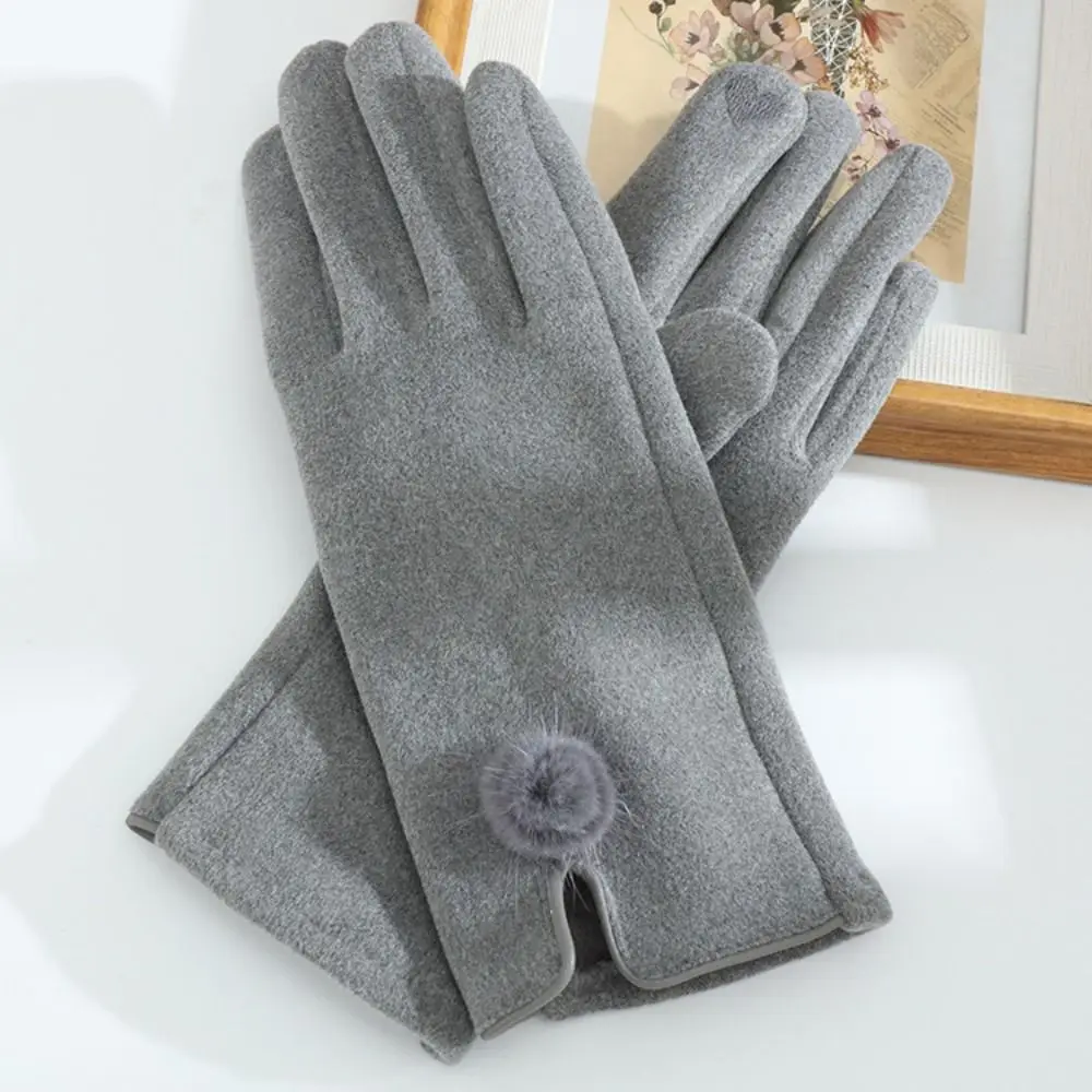 Gift Velvet Winter Suede Gloves Thick Windproof Pu Leather Gloves Warm Solid Color Women Cycling Mittens Outdoor