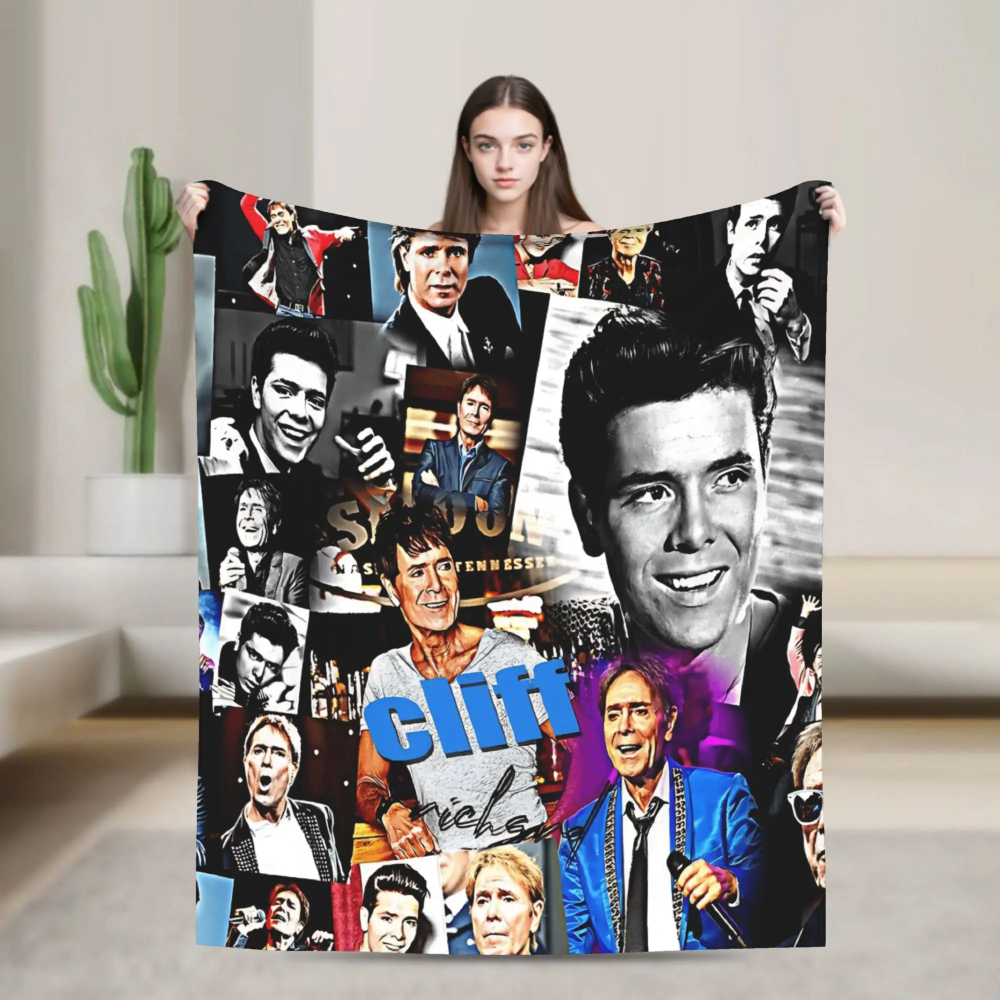 C-Cliff Richard Blanket Winter  Warm Cozy Throw Blanket For Girls Couch Chair Flannel Bedspread Bed Cover
