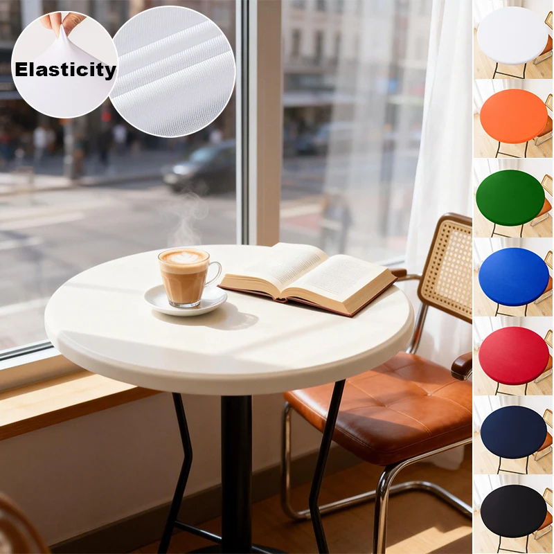 

Универсальная круглая эластичная скатерть из полиэстера, защитный чехол, однотонная, высокоэластичная, для дома, дня рождения, свадьбы.