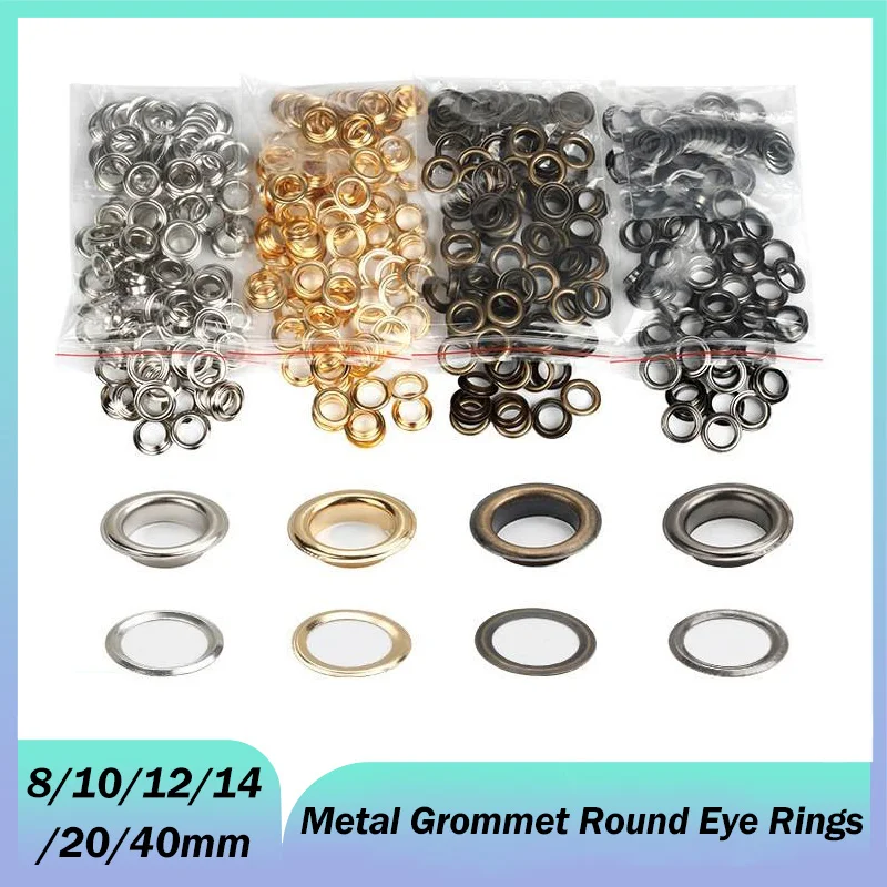 8mm~40mm Grommet Round Eye Rings Metal Eyelet With Washer Grommet Ring Air Hole Rivet For Leather Bag Shoes Belt Cap Clothes