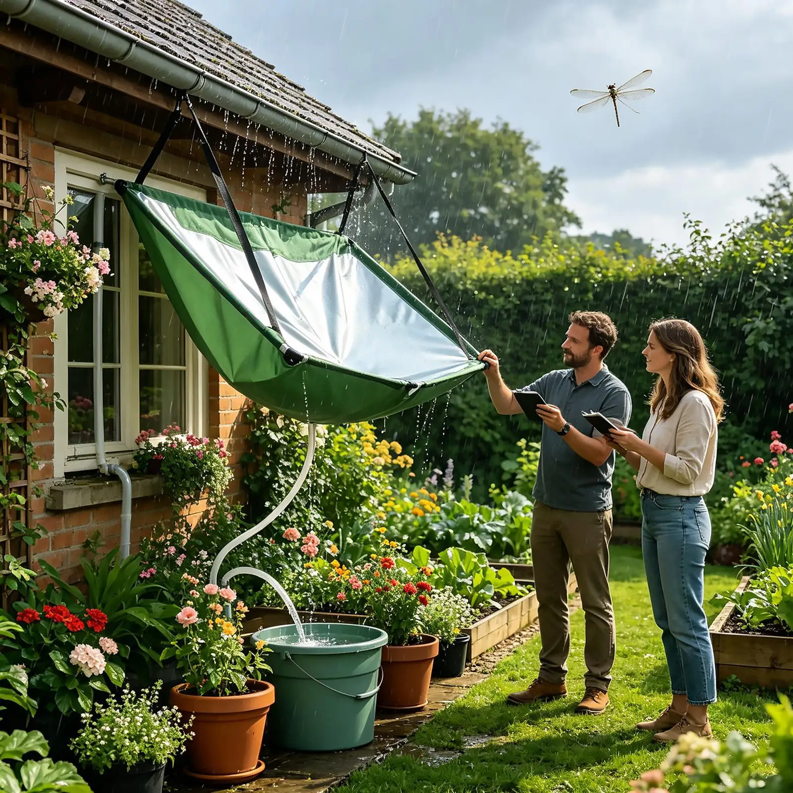 Water Harvester Cloth Rain Collector For Garden With Hose Rain Catcher Filter For Lawn Outdoor Backyard Garden Balcony Camping