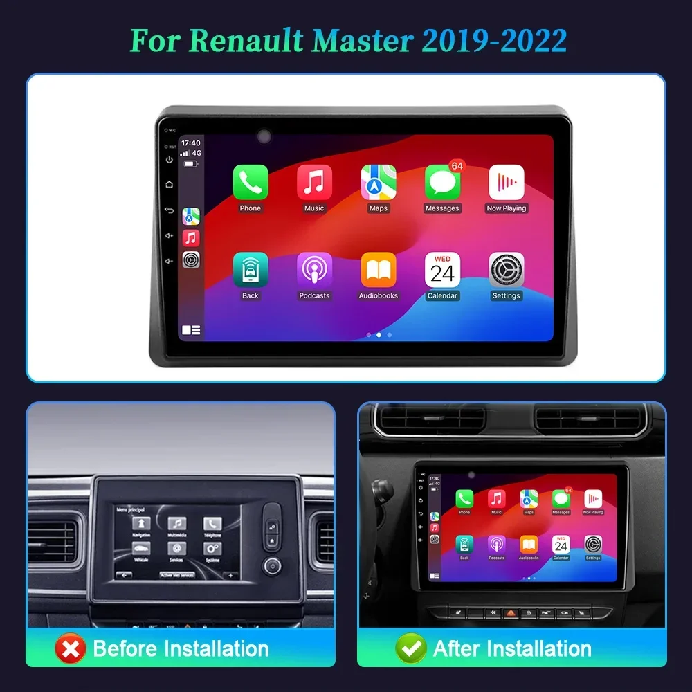 Android 14 For Renault Master 2019-2022 Car Radio Multimedia Navigation Wireless Carplay WIFI Stereo System 4G GPS Touch Screen