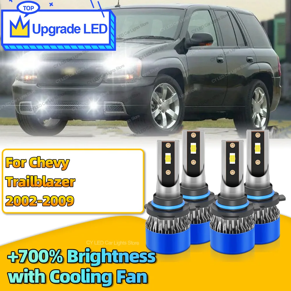 4Pcs 30000LM Canbus Car LED Headlights Bulb HB3 HB4 Auto Lights Lamp For Chevy Trailblazer 2002 2003 2004 2005 2006 2007 08 2009