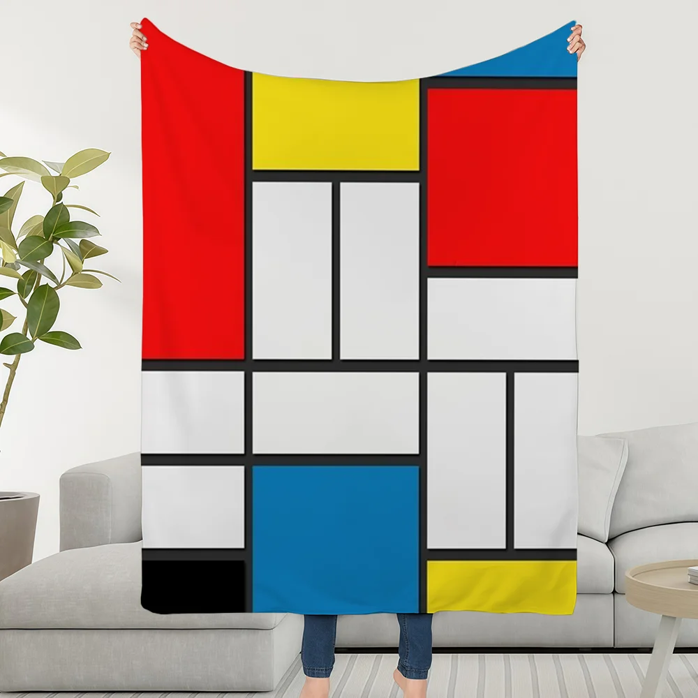 Blanket Throw Super Piet Cosy Plush Living Room Sofa Mondrian Couch Childish Birthday Gifts