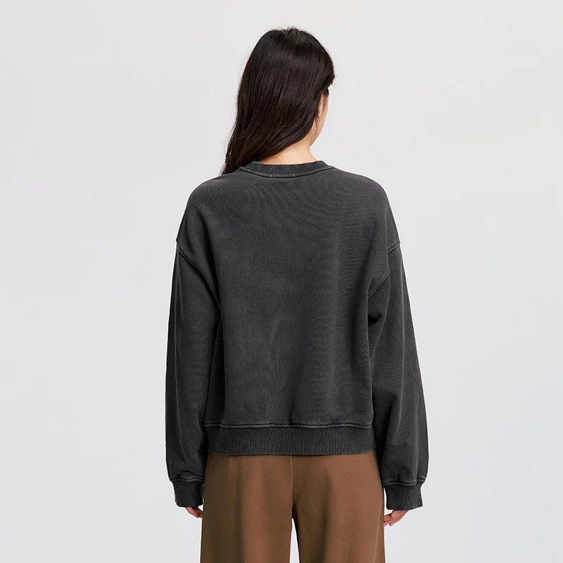 Semir بلايز المرأة الوزن الثقيل فضفاض قطرة الكتف الصوف غسلها البلوز ريترو 2025 الشتاء Bts ملابس الخريف