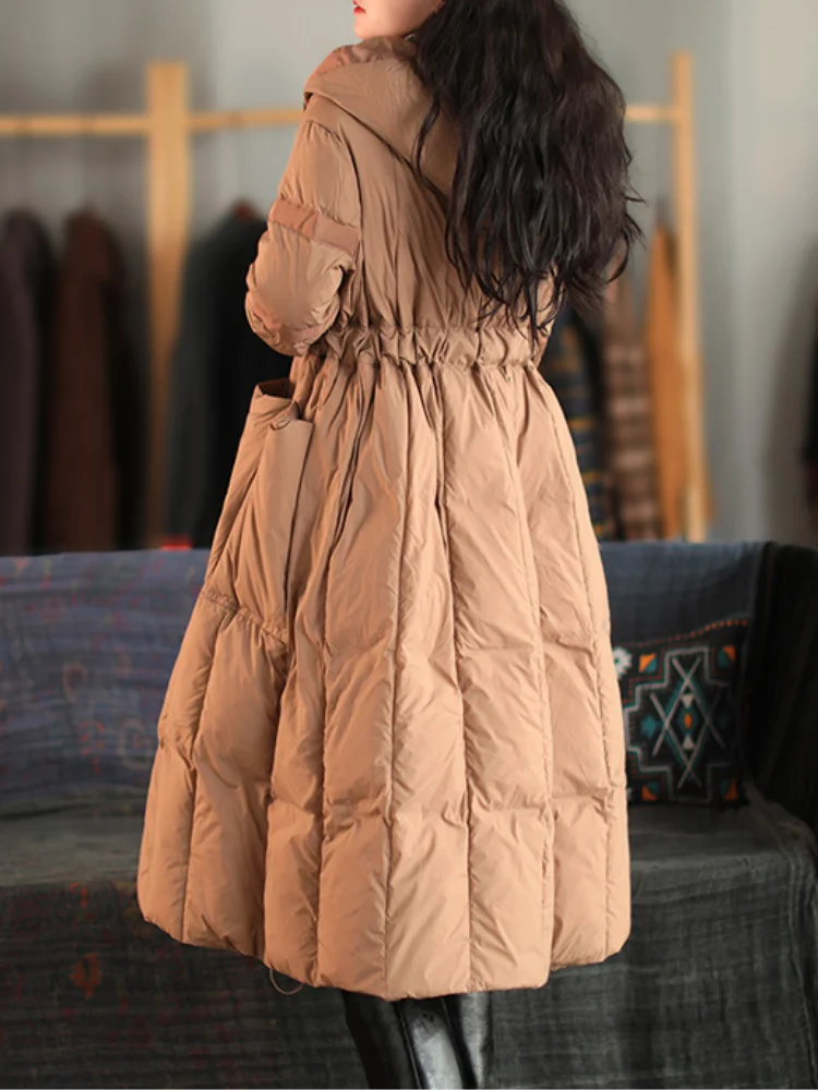 Hooded Medium-length Jacket, Fluffy Temperament, Light Luxury Parkas, Warm Coat, Thick Down Jacket, 90 Duck Down, Winter