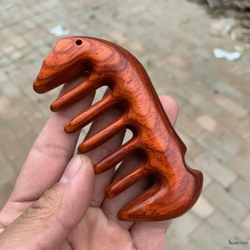 Crafted Wood Comb, Meridian Red Sandalwood Multi functional Massage Comb
