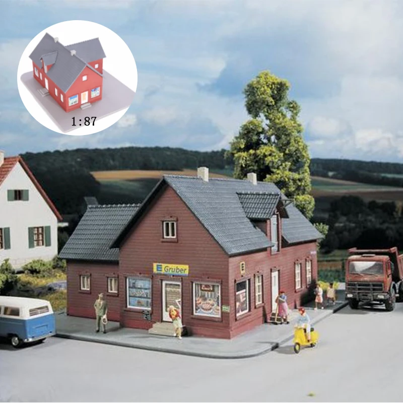 HO Scale Miniature Building Assembled Toy 1:87 Railway Shop Model Diy Sand Table Scene Layout Materials Diorama Kits