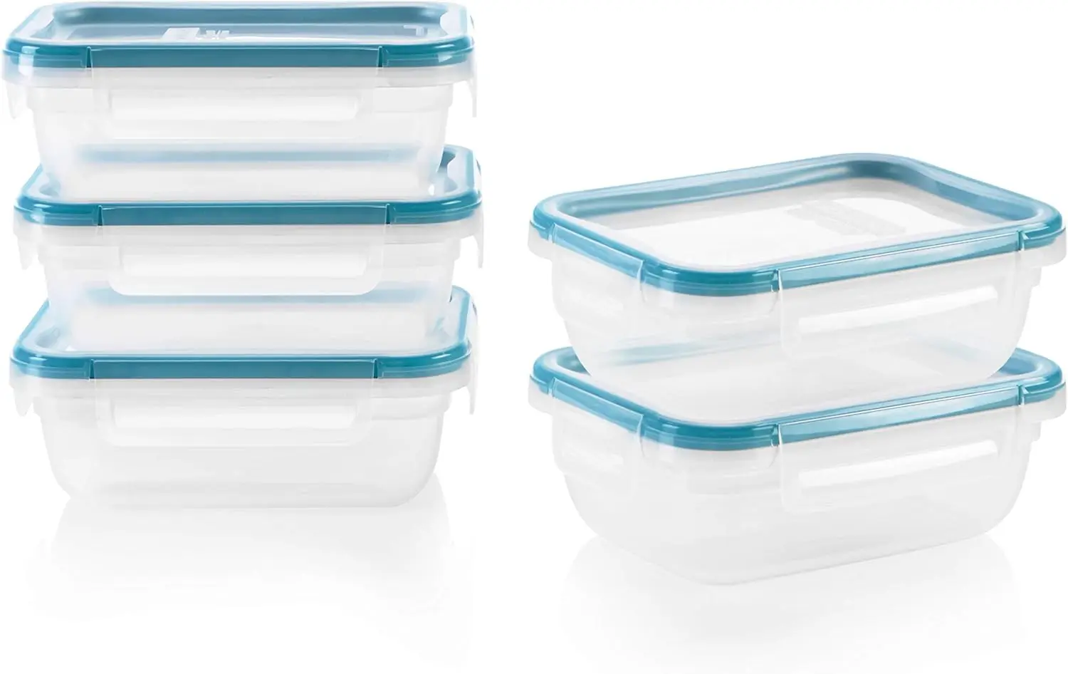 5-Pack 3-Cup Rectangular Food Storage Containers with Airtight Lids, Leakproof & BPA-Free, Microwave Dishwasher Freezer Safe