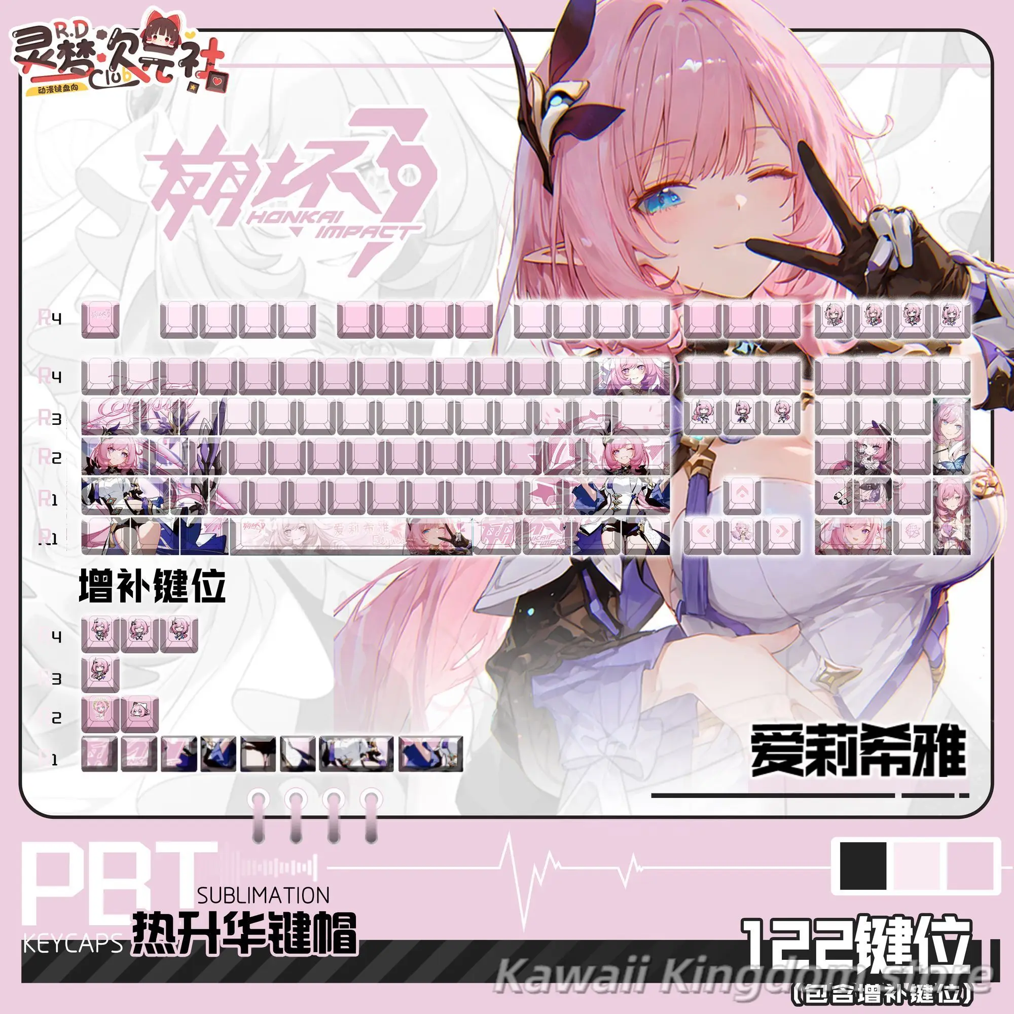 

Honkai Impact 3rd Elysia аниме косплей колпачки для ключей Cherry Profile Pbt термосублимационная механическая клавиатура аниме