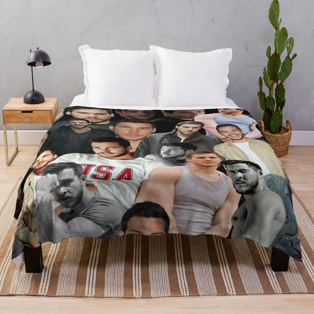 kai parker photo collage Throw Blanket Personalized Gift Plaid on the sofa Decorative Sofa Blankets