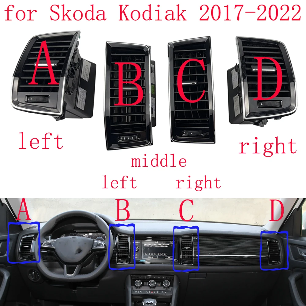

HUIYAN 1/2/4PCS for Skoda Kodiaq 2017-2022 Instrument panel air conditioning outlet 565819701/702 565820951/952