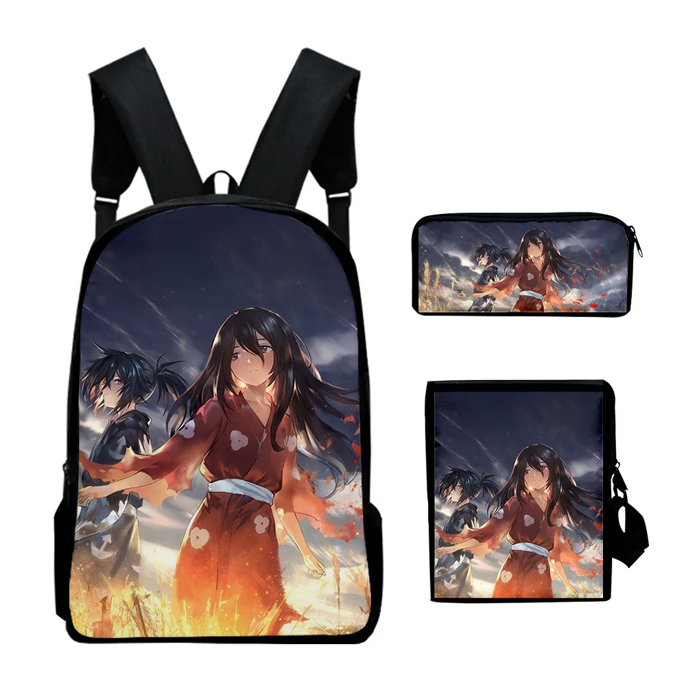 

Harajuku Youthful Peculiar Dororo 3D Print 3pcs/Set Student Travel bags Laptop Daypack Backpack Shoulder Bag Pencil Case