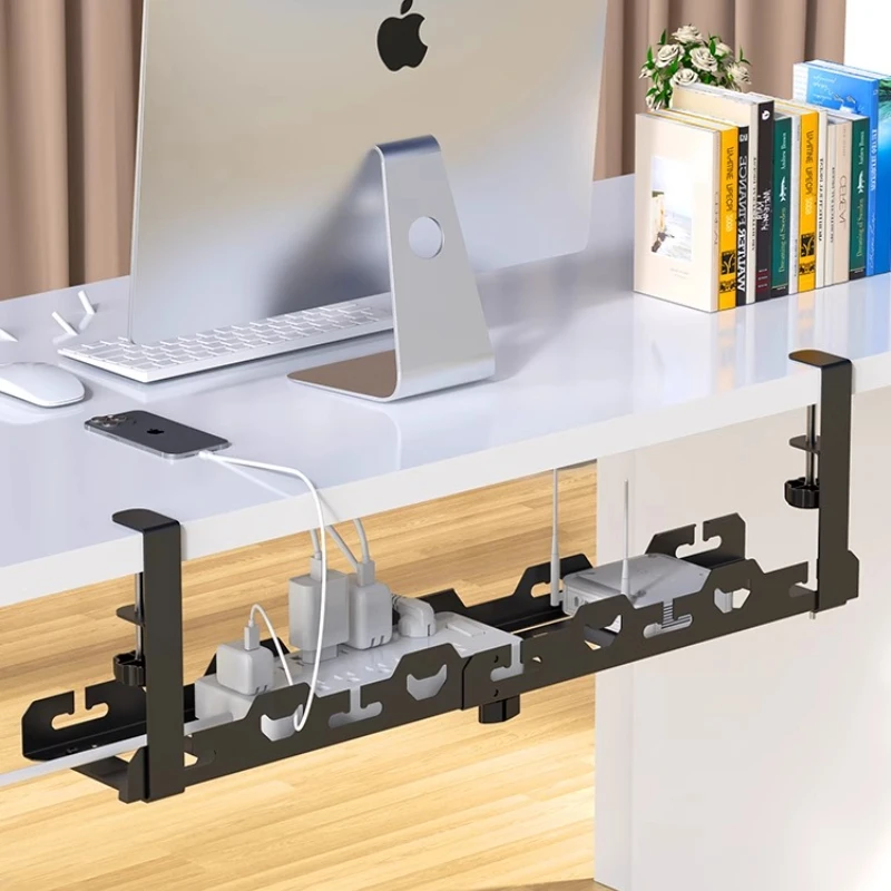 

Adjustable Under-Desk Cable Organizer, Desktop Wire Management Rack, Power Strip Router Storage, Compatible with Multiple Panels