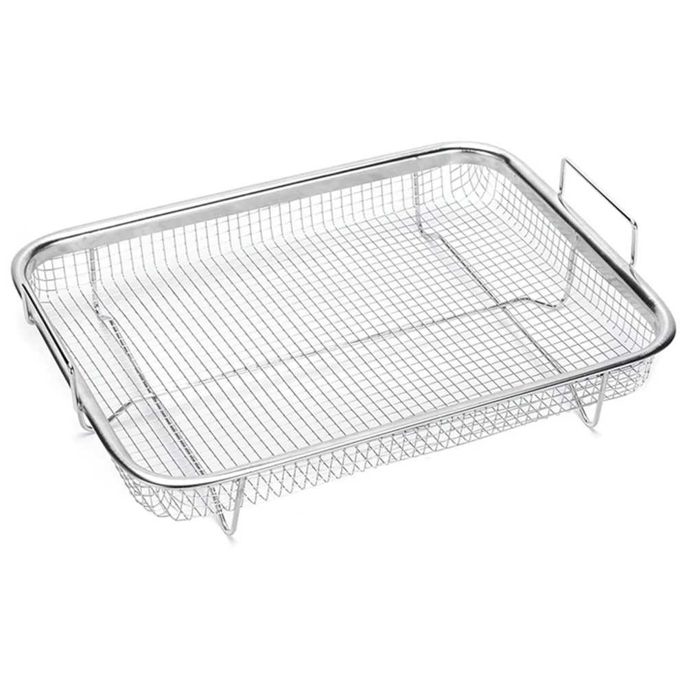 1Pcs Air Fryer Basket for Oven, Stainless Steel Grill Basket, Non-Stick Mesh Basket, Air Fryer Tray Wire Rack Basket