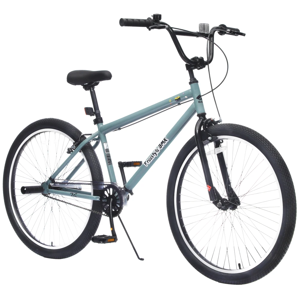 

26 Inch Freestyle Bike for Teens 14+: Steel Frame, Single-Speed,2 Pegs,Front Caliper&Rear V Brake