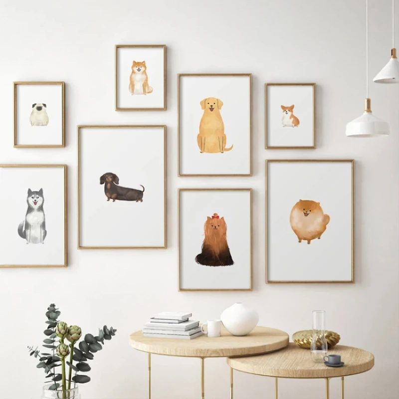 Minimalist Style Animal Art Poster Cute Dog Wall Art Picture Canvas Print Painting Modern Home Improvement Children'S Room Gift