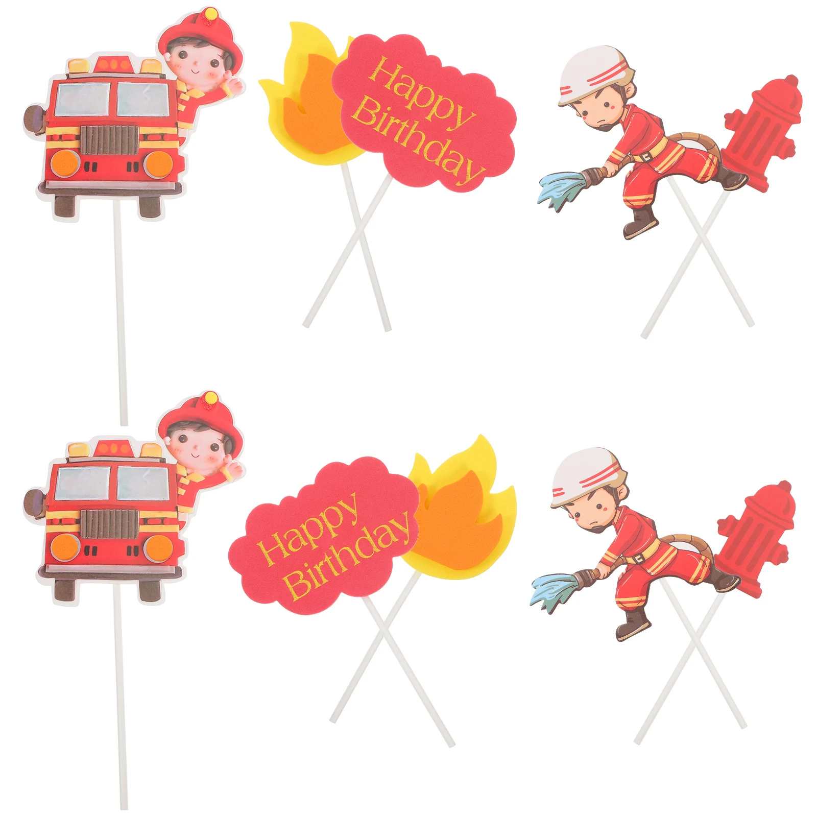 

2Sets FirefighterCakeDecorations EVAMaterial BirthdayPartySupplies Ornaments FirefighterThemed HappyBirthday