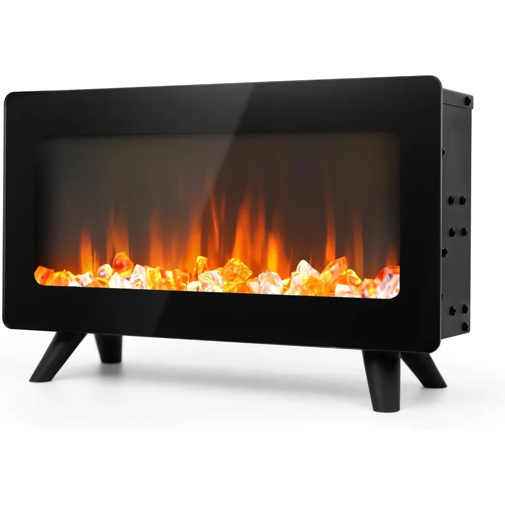 Small Electric Fireplace Heater,Desk Space Heater with Realistic Led 3D Flames,Freestanding Fire Places Electric Fireplace Stove