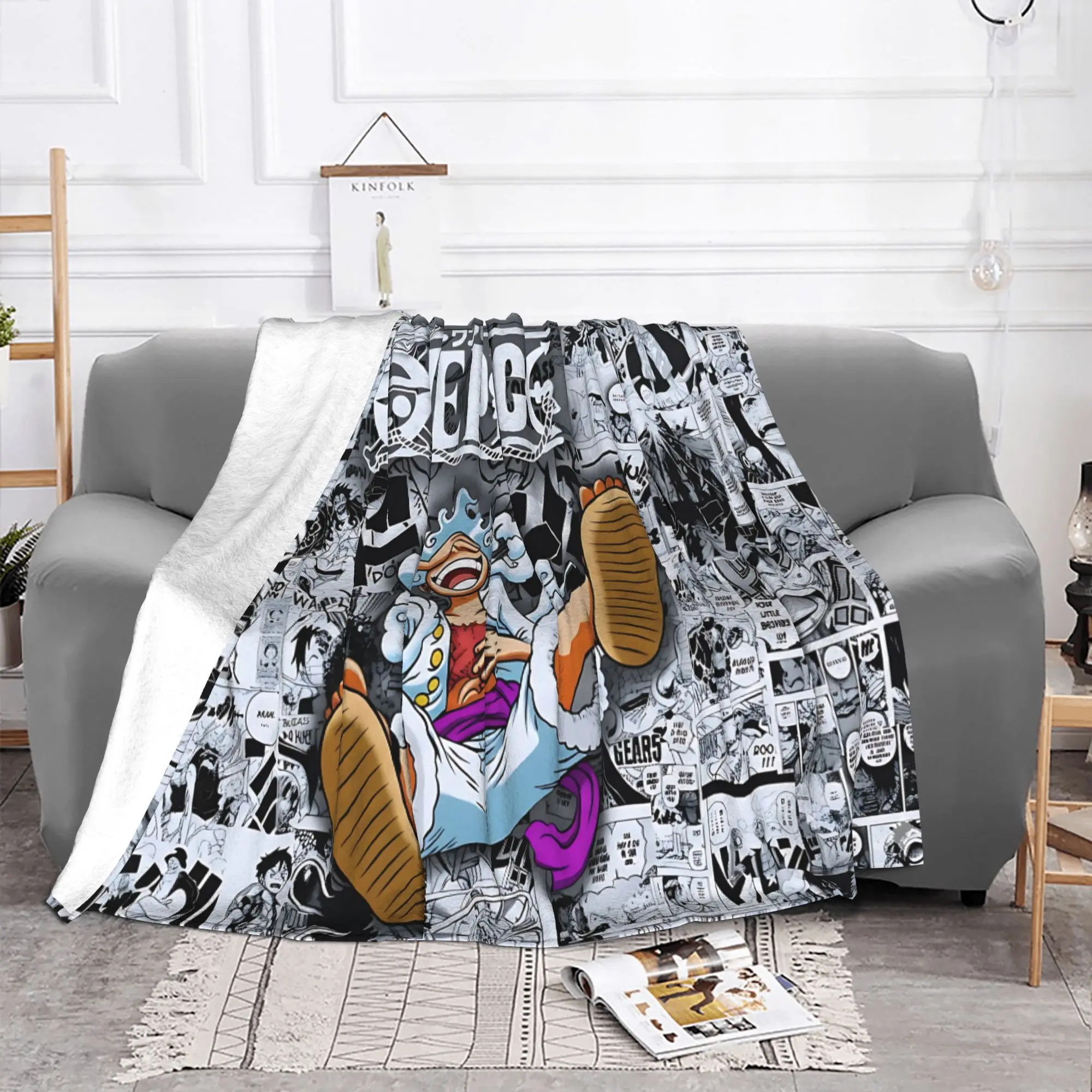 1PC Pirate Street Art Collage Pattern One-Piece home room decorations Winter Blankets for Adults Bedding Home Interior Sofa Knee
