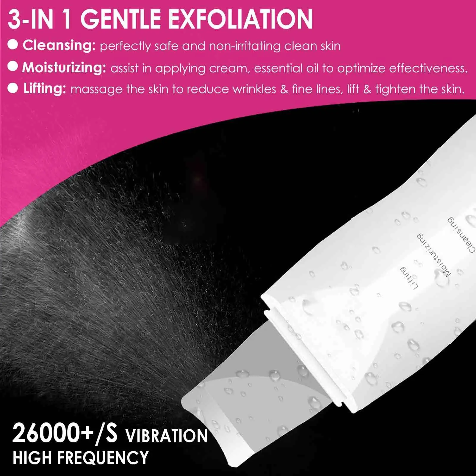 เครื่องขัดผิวด้วยคลื่นอัลตราโซนิก เครื่องขัดผิวหน้า - เครื่องขัดผิวหน้า กำจัดสิวเสี้ยน ทำความสะอาดรูขุมขน พร้อมโหมดการทำงาน 3 โหมด อุปกรณ์ดูแลผิว