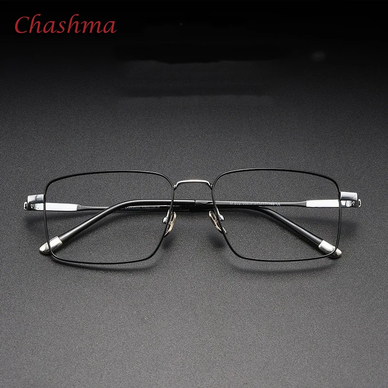 Chashma Men Prescription Glasses Frame Gentlemen Eyeglasses Pure Titanium Ultra Light Rectangle for Optical Lenses Male Gafas