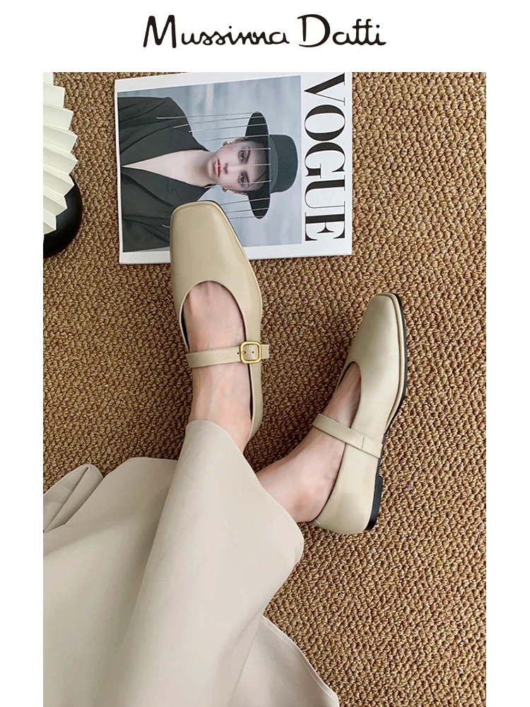 Murrinna Daffi 2024 New Women Fashion Genuine Leather Mary Jane Shoes Square Head Shallow Flats Solid Simple Casual Female Chic