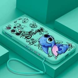 Disney Super Cute Stitch Case For Samsung Galaxy S24 S23 S22 S21 S20 S10 Note 20 Lite Ultra Plus FE 4G 5G Cover With Hand Strap