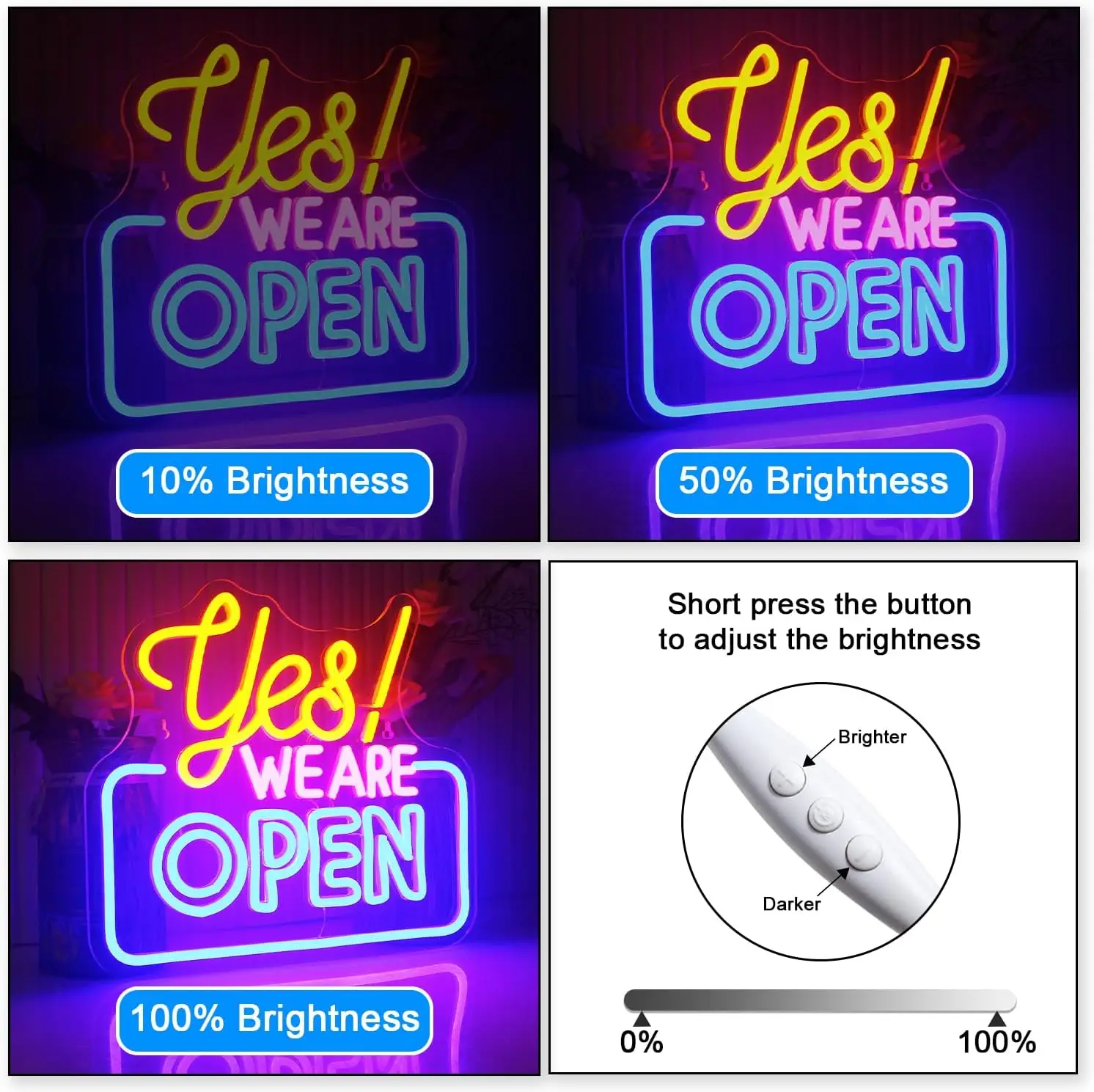 Yes We Are open Neon Signs Dimmable Led Light Business Advertisement Board Display Sign Bar Shop Coffee Salon Hotel Store Neon