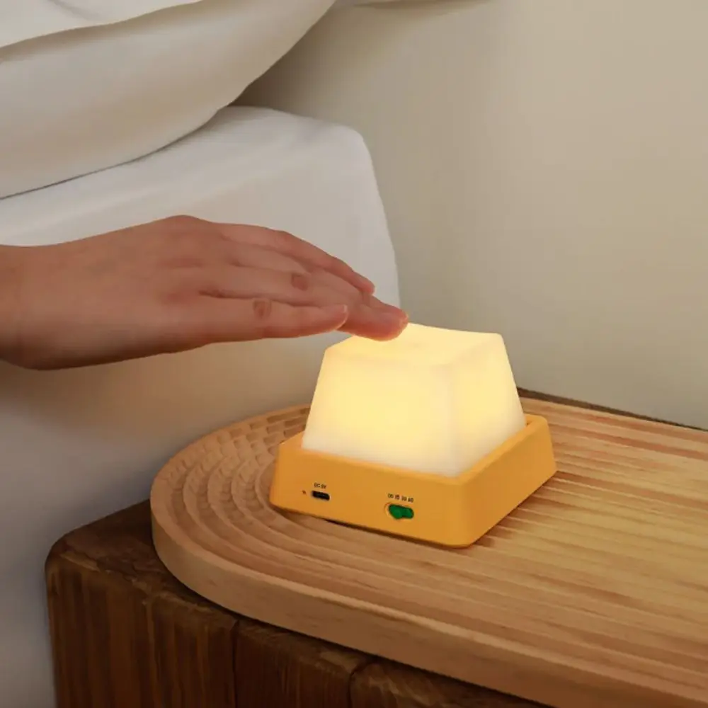 Simple Design LED Night Lights Timing Function High Quality Bedside Table Lamp Keyboard Shape Press Switch Led Lamp Decor