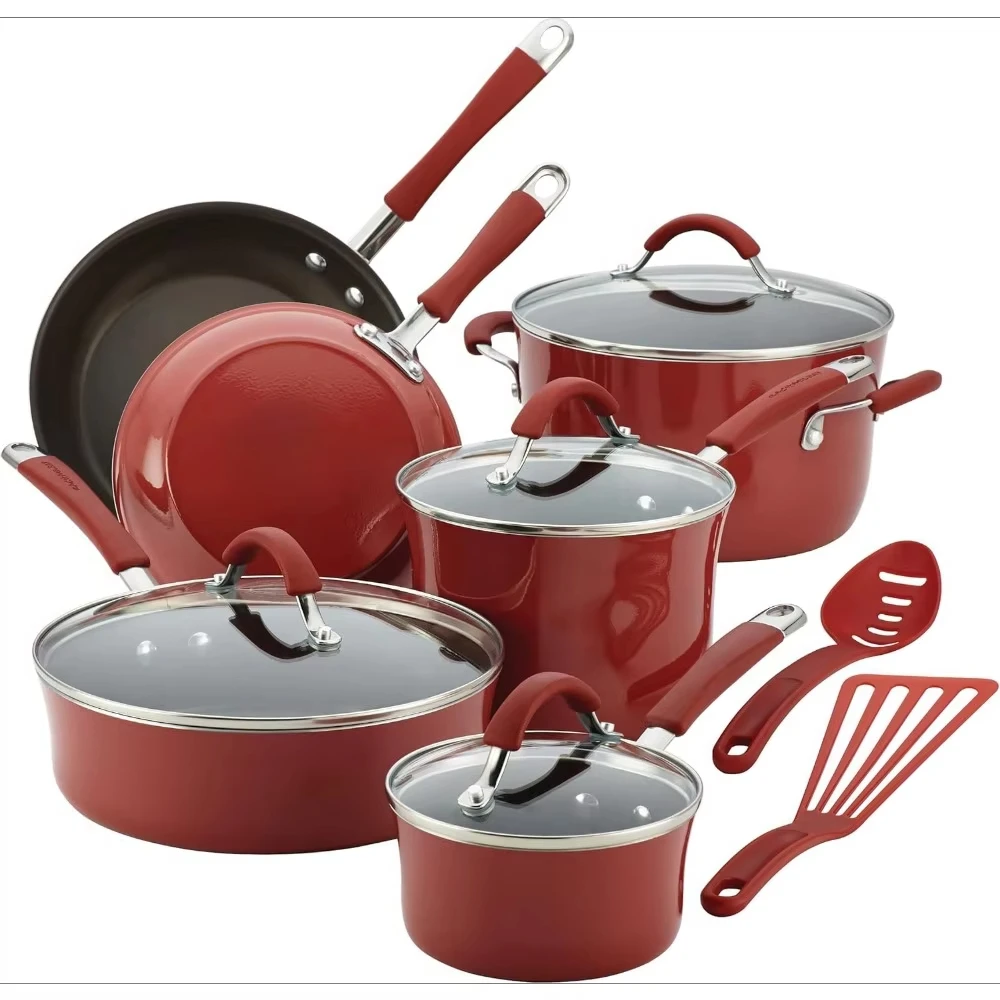 Cucina Nonstick Pots & Pans Set, 12 pieces, double riveted silicone with stainless steel