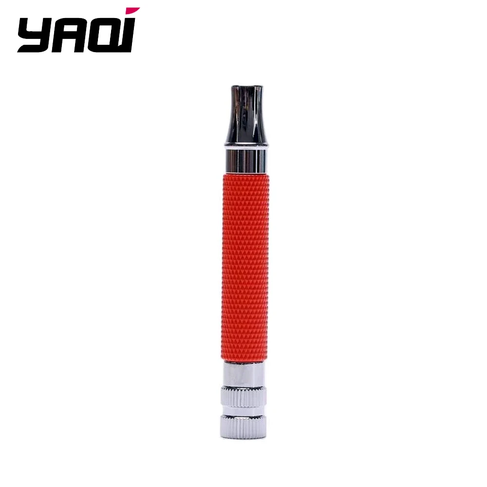 Yaqi Bright Red and Chrome Color Brass Safety Razor Handle for Mens