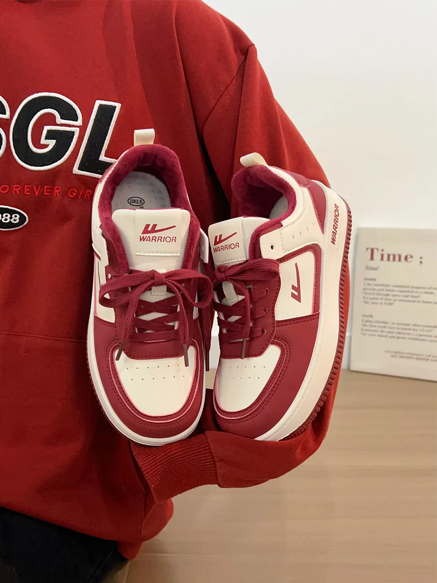 

Мужские низкие кроссовки винно-красного цвета на подкладке Fce, теплые удобные дышащие повседневные кроссовки для пар на осень-зиму