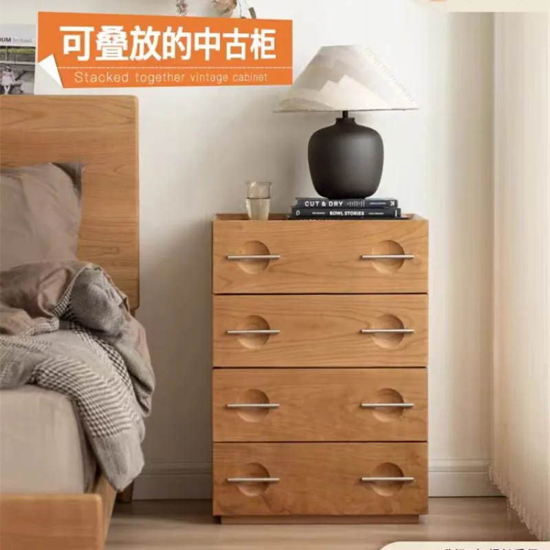 

Medieval living room solid wood chest cabinet storage bedside module combination cabinet