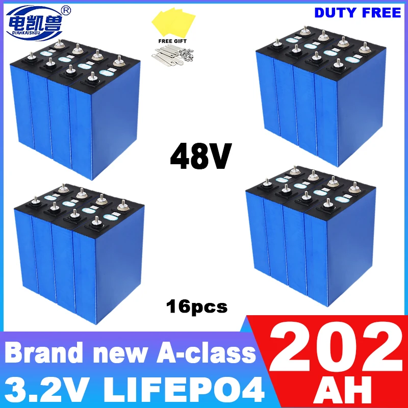 

LiFePO4 Battery 16pcs 3.2V 320Ah 280Ah 202Ah 105Ah Grade A Cell For DIY 12V 24V 48V Travel Solar RV Campers Lithium Battery Pack