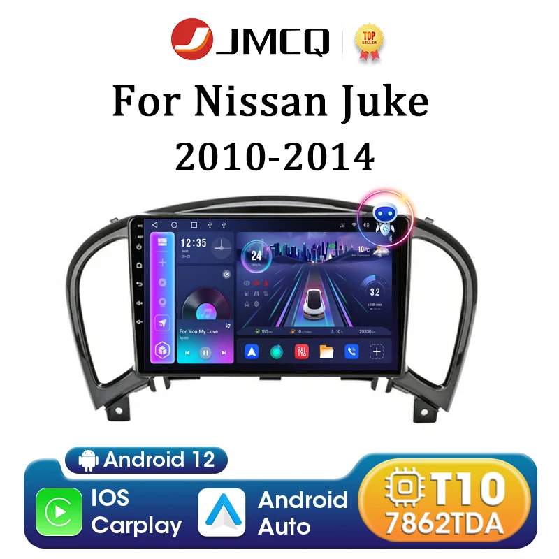 

JMCQ 9" 4G Carplay 2din Android 12.0 Car Radio For Nissan Juke YF15 2010-2014 Head Unit Multimedia Video Player GPS Navigation