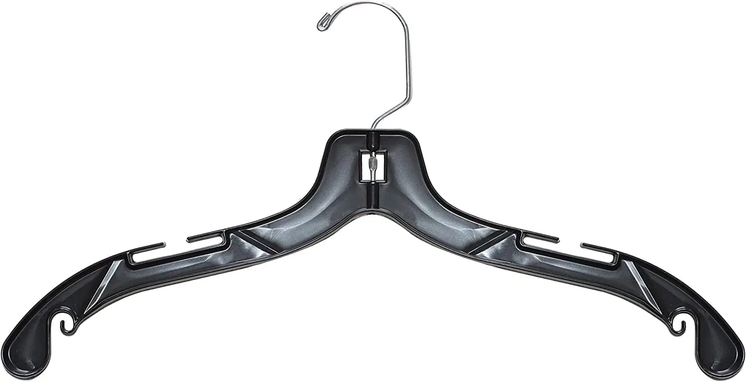 

2505 Plastic Shirt/Dress Hanger with Chrome Swivel Hook, Middle Heavy Weight, 17", Black (Pack of 100)