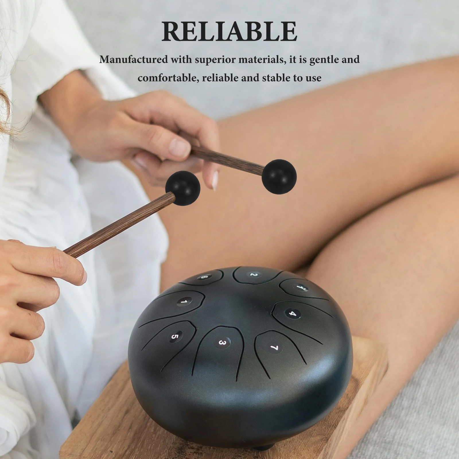 

4pcs Rubber Head Drumsticks Safe Durable Excellent Tone Light Portable Percussion Instrument Steel Tongue Drum Mallets