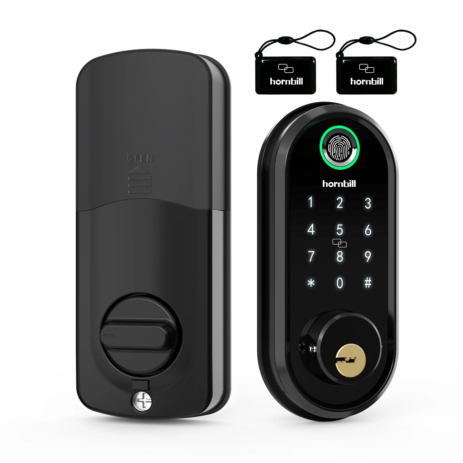 Hornbill WIFI Electronic Smart Door Lock Biometric Fingerprint Locks Magnetic IC Card Remote Unlock Password Keyless Smart Home