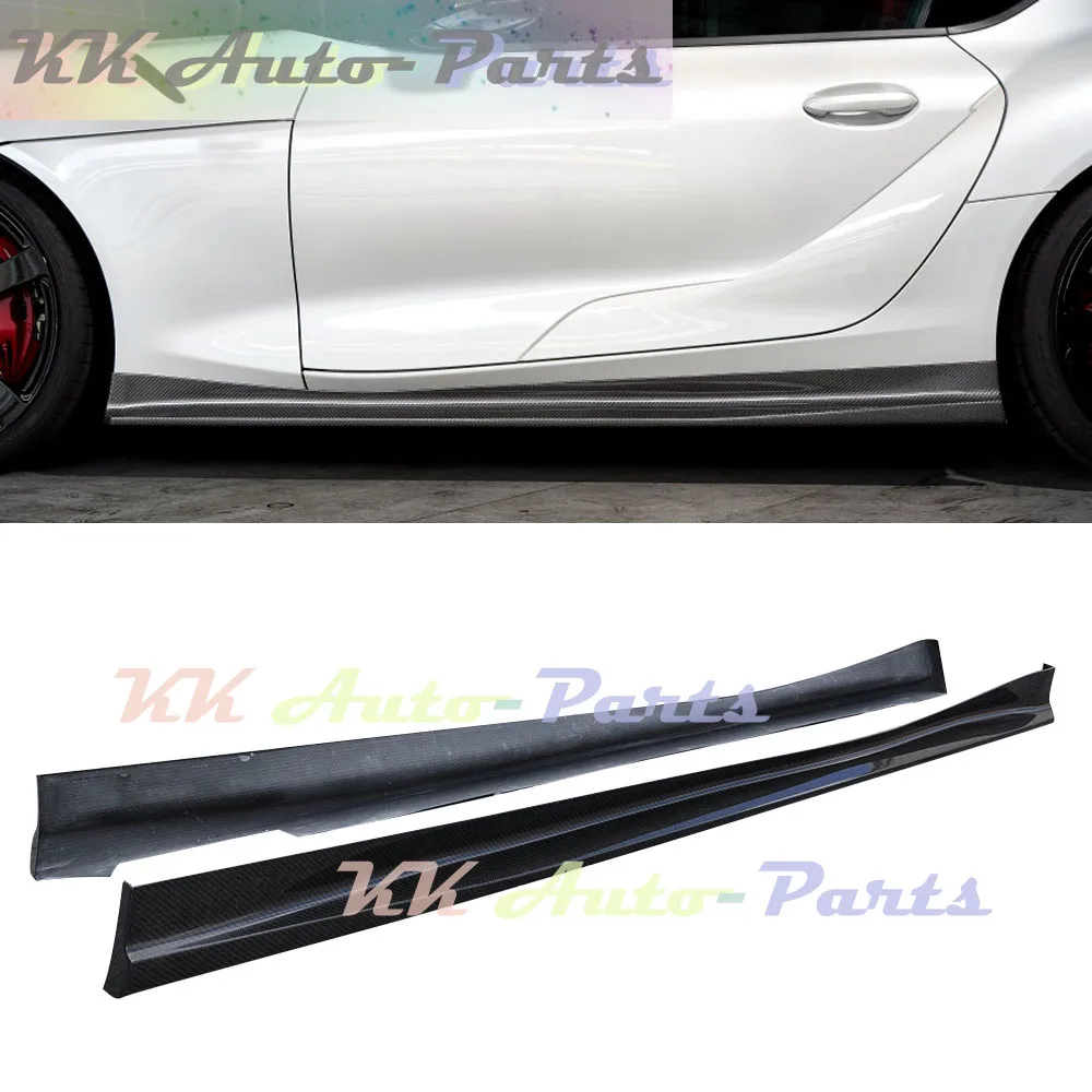 

Real Carbon Fiber Side Skirts Extension Lip Aprons Spoiler Bumper Chin Lip For Toyota Supra A90 Front Splitter Car Styling